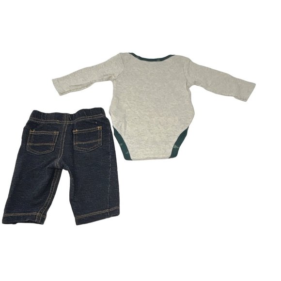 Baby‎ Boy's - 1 Blue Jumpsuit, 1 Blue Jeans, 1 Cream Body Suit - Sizes 3 & 3-6 M - Picture 5 of 9